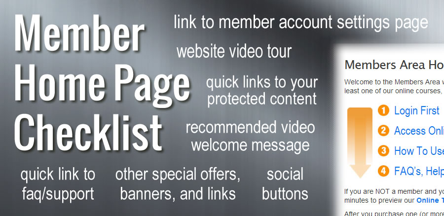 Member Home Page Checklist